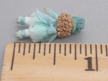 Load image into Gallery viewer, ¾&quot; Doll in Teal Blue Dress and Fancy Hat – By Cheryl Warder
