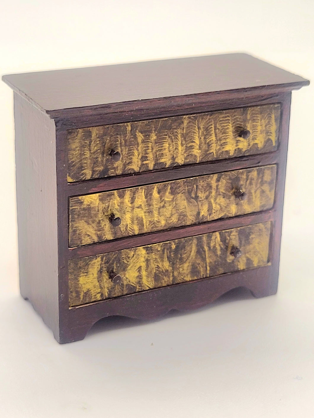 Dollhouse Miniature ~ 1:24 Scale, Dresser with Functional Patterned Drawers