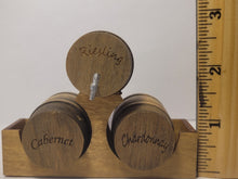 Load image into Gallery viewer, Medium - Riesling, Cabernet, and Chardonnay Barrels on Wooden Holder
