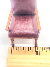 Load image into Gallery viewer, Dollhouse Miniature ~ 1:24 Scale, Wooden Chair with Burgundy Leather by JBM

