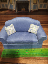 Load image into Gallery viewer, Blue Velvety 2pc Couch &amp; Chair Set with Pillows

