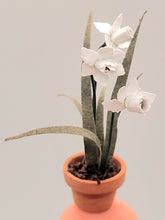 Load image into Gallery viewer, Dollhouse Miniature ~ 1:24 Scale, White Orchid in Terracotta Pot
