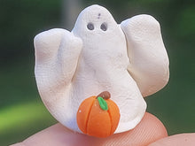 Load image into Gallery viewer, Clay Ghost with Pumpkin
