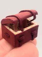 Load image into Gallery viewer, Dollhouse Miniature ~ 1:24 Scale, Red Leather Chest with Floral Wallpaper Interior
