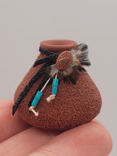 Load image into Gallery viewer, Dollhouse Miniature ~ 1:12 Scale, Clay Vase with Bead and Feather Decorations
