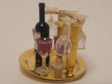 Load image into Gallery viewer, Brass Wine Holder with Red Wine Bottle and Glasses
