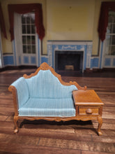 Load image into Gallery viewer, Light Blue and Oak Colored Telephone Chair

