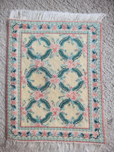 Load image into Gallery viewer, Dollhouse Miniature ~ Petit Point Baby Pink Roses with Round Designs Rug - Ursula Sauerberg
