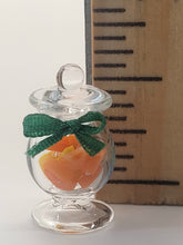 Load image into Gallery viewer, Dollhouse Miniature ~ 1:24 Scale, Lemon and Orange Slices in Glass Jar with Green Bow

