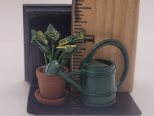 Load image into Gallery viewer, Dollhouse Miniature ~ Plant and Green Watering Can by Reutter Porcelain
