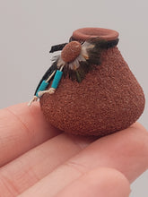 Load image into Gallery viewer, Dollhouse Miniature ~ 1:12 Scale, Clay Vase with Bead and Feather Decorations
