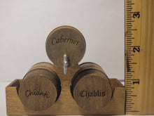 Load image into Gallery viewer, Medium - Cabernet, Chianti, and Chablis Barrels on Wooden Holder
