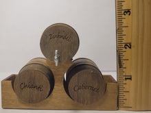 Load image into Gallery viewer, Medium - Zinfandel, Chianti, and Cabernet Barrels on Wooden Display Stand
