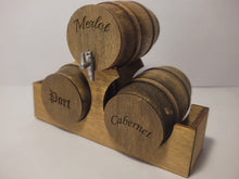 Load image into Gallery viewer, Medium - Merlot, Port, and Cabernet Barrels on Wooden Display

