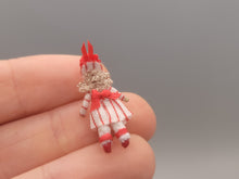 Load image into Gallery viewer, ¾&quot; Blonde Doll in Red Striped Dress with Hat – by Cheryl Warder
