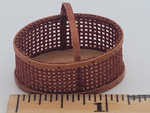 Load image into Gallery viewer, Al Chandronnait – Vintage Oval Woven Fabric Basket with Leather Handle
