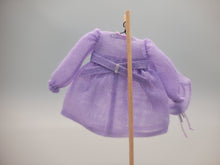 Load image into Gallery viewer, Purple Dress with Matching Hat on Wooden Stand – by Cheryl Warder
