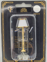Load image into Gallery viewer, Dollhouse Miniature ~ 1/2&quot; Scale, Golden Lamp with White Shade by Cir-Kit
