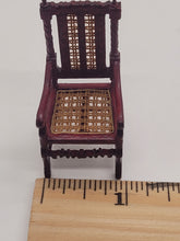 Load image into Gallery viewer, Dollhouse Miniature ~  Half Scale, Handmade Wood and Wicker Chair

