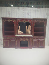 Load image into Gallery viewer, Fireplace Wooden Bookshelf Wall w/ Mirror Hand-Painted
