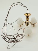 Load image into Gallery viewer, Dollhouse Miniature ~ ½&quot; Scale, 3-Arm Golden Chandelier
