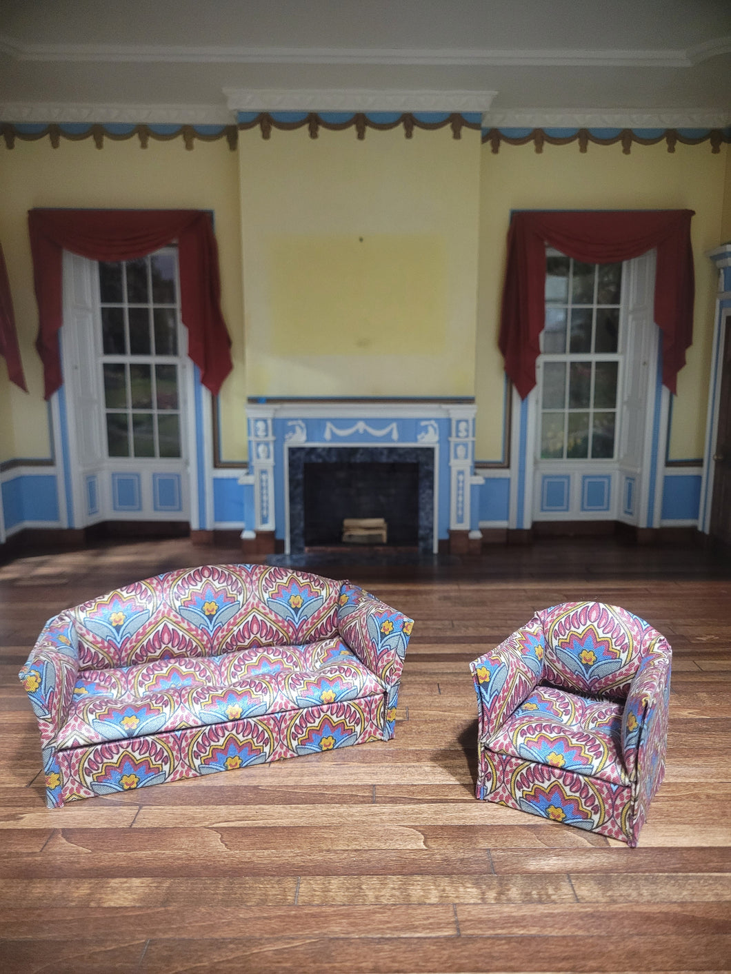 2pc Lotus Pattern Living Room Set