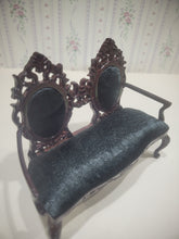 Load image into Gallery viewer, 2pc Set Bench and Side Chair Black Velvet and Mahogany
