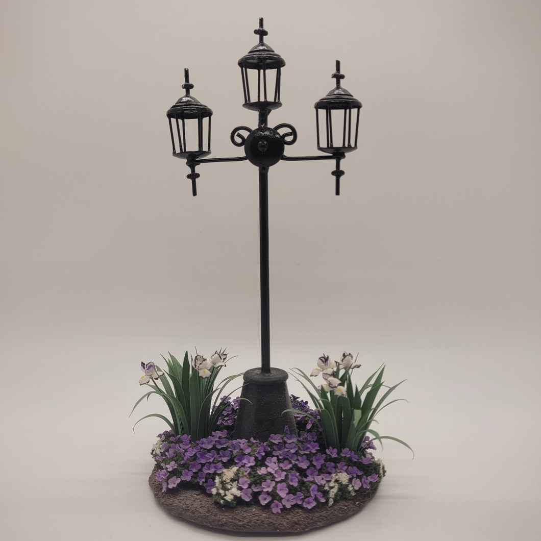 Light Post with Iris & Impatiens