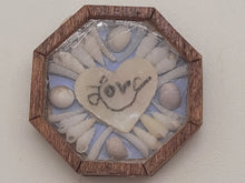 Load image into Gallery viewer, ¾&quot; Sailor&#39;s Valentine - &quot;Love&quot; on Heart Surrounded by Assorted Shells – by Pam Friend
