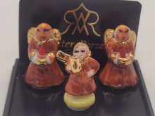 Load image into Gallery viewer, Dollhouse Miniature ~ Reutter Porcelain Handcrafted Angel Figurines holding Trumpets and Candles
