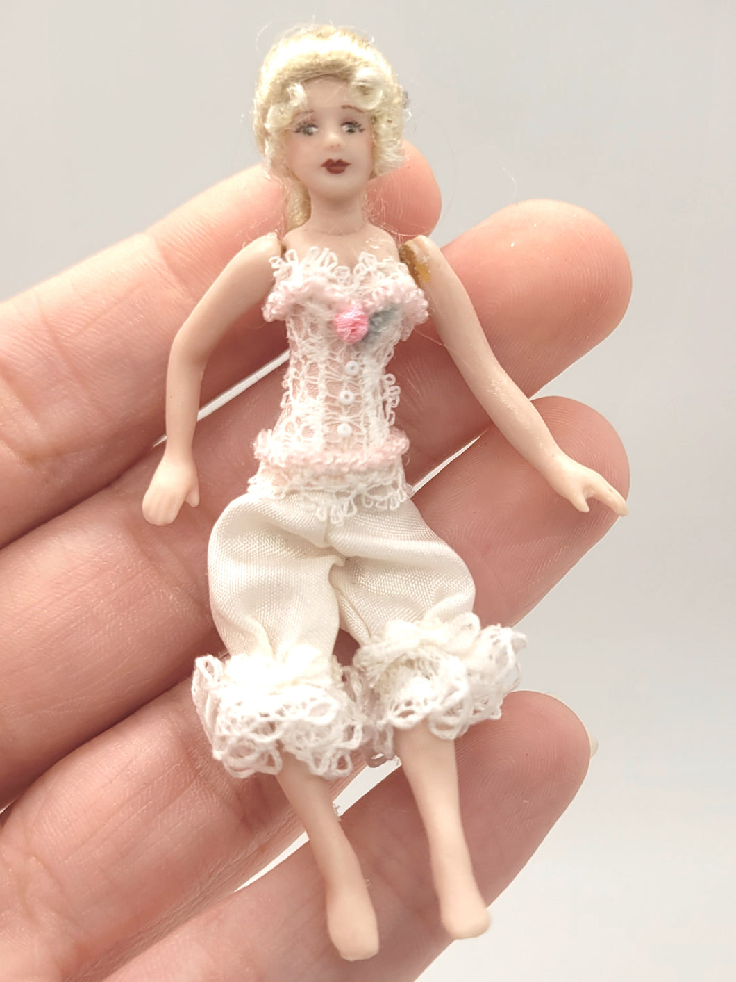 Doll in Corset & Pants with Curled Hair