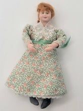 Load image into Gallery viewer, Handmade Young Woman Doll in Green Floral Dress
