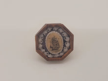 Load image into Gallery viewer, ¾&quot; Sailor&#39;s Valentine Pin – Ship Emblem with Conch Shells - by Pam Friend
