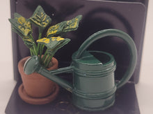 Load image into Gallery viewer, Dollhouse Miniature ~ Plant and Green Watering Can by Reutter Porcelain
