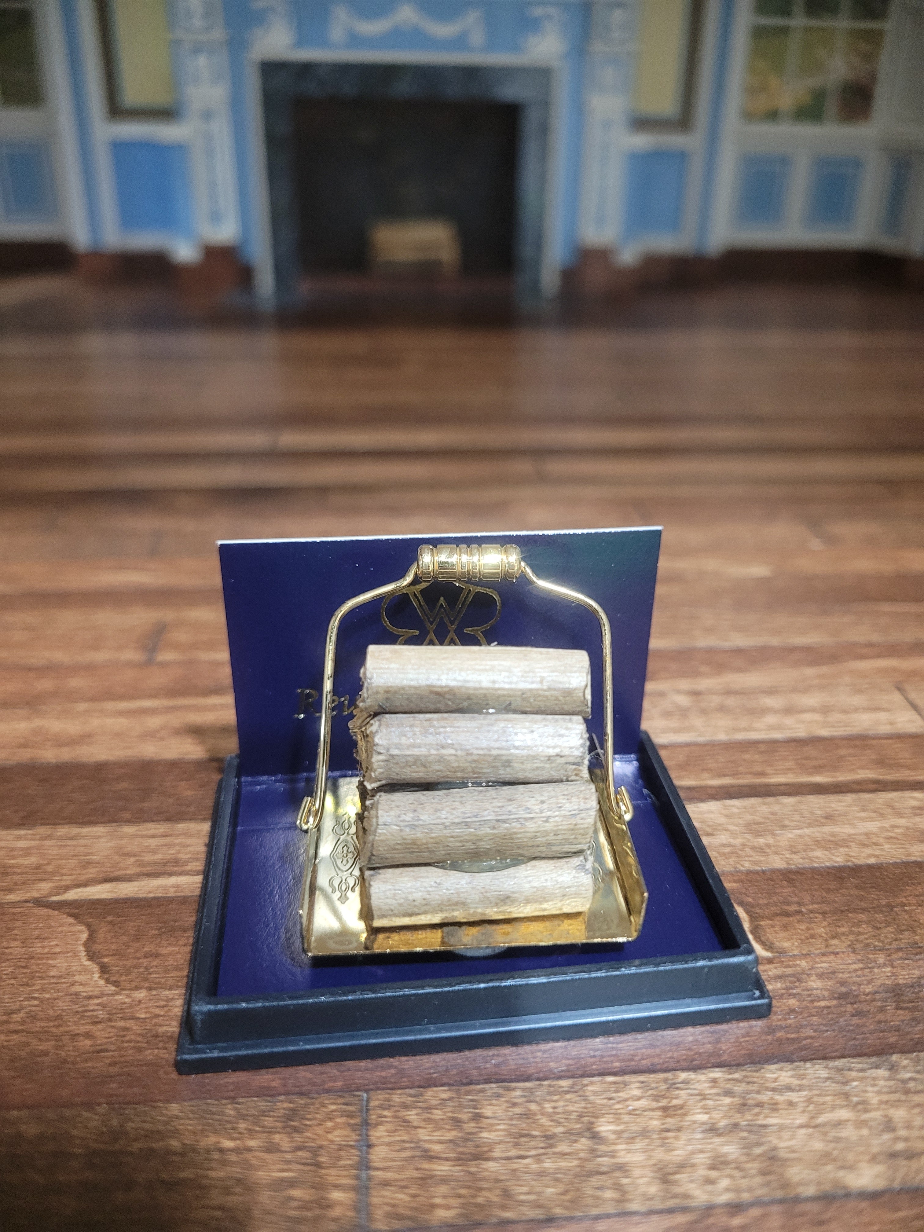 Wooden Logs in a Golden Carrier - Reutter Porcelain – Karen's Dollhouse ...