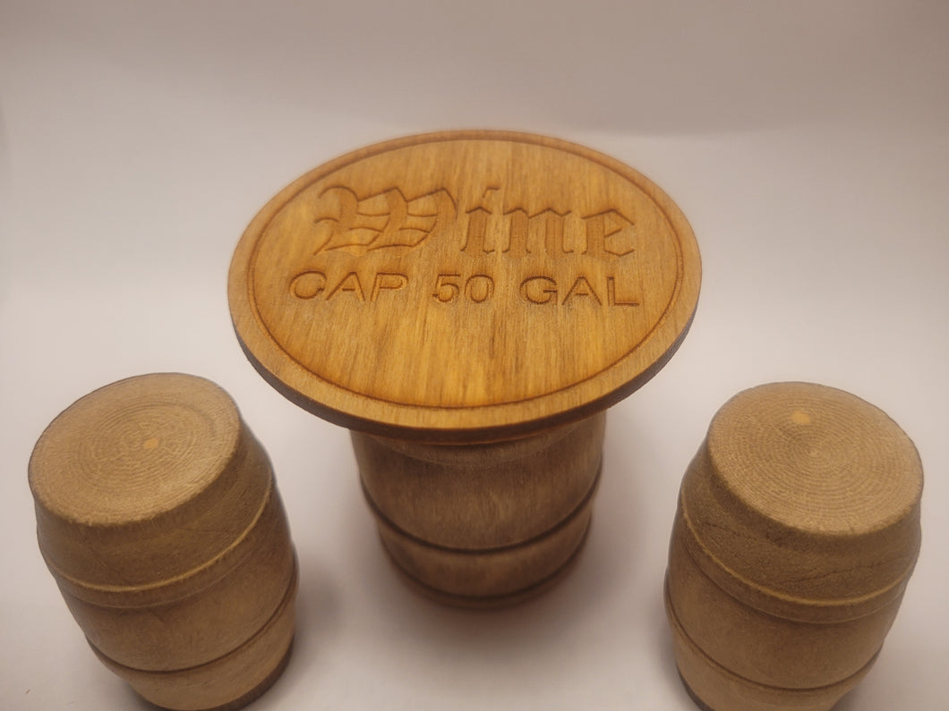 'Wine' Engraved Wooden Barrel Table and Seats