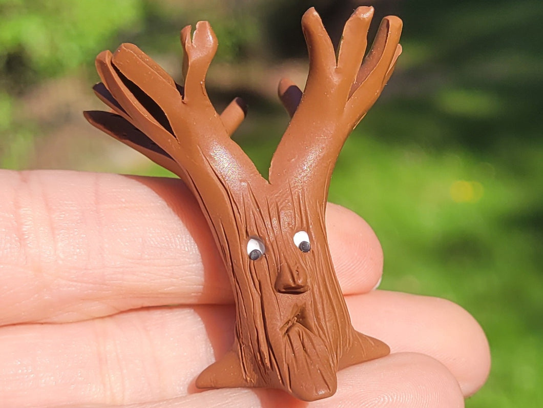 Little Halloween Tree with Face - Made of Clay