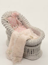 Load image into Gallery viewer, Dollhouse Miniature ~ Baby Girl&#39;s Crib with Blanket
