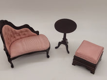 Load image into Gallery viewer, Pink Fainting Couch with Foot Rest &amp; Table
