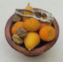 Load image into Gallery viewer, Fruits and Nuts in Wooden Bowl with Nutcracker
