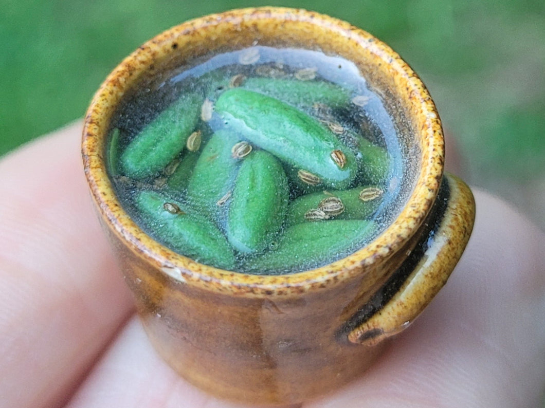 Pickles in Pottery Crock with Handles