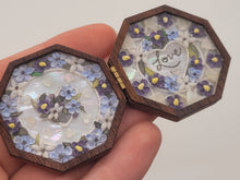 Load image into Gallery viewer, 1½&quot; Sailor&#39;s Valentine – &#39;Love&#39; in Heart with Blue Flowers – by Pam Friend
