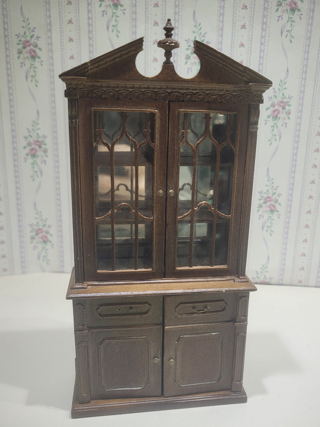 Wooden Hutch w/ Finial & Detailing with Shelves and Drawers Bespaq
