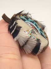 Load image into Gallery viewer, Dollhouse Miniature ~ 1:12 Scale, Decorated Tambourine with Feathers and Painting
