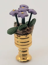 Load image into Gallery viewer, Dollhouse Miniature ~ Purple Flowers in Golden Vase
