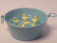 Load image into Gallery viewer, Baby Ducks in Blue Galvanized Bucket

