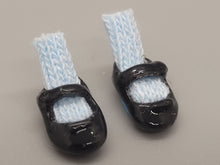 Load image into Gallery viewer, Black Shoe and Blue Sock Set – by Cheryl Warder
