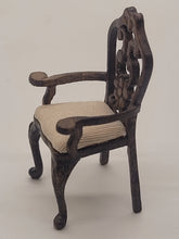 Load image into Gallery viewer, Dollhouse Miniature ~ 1:24 Scale, Wooden Arm Chair with Cream-Colored Cushion
