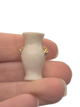 Load image into Gallery viewer, Vintage Porcelain Vase with Handpainted Flowers with Golden Handles - Signed JD

