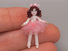 Load image into Gallery viewer, 1&quot; Ballerina Doll with Brown Hair wearing Pink Bow &amp; Tutu – by Cheryl Warder
